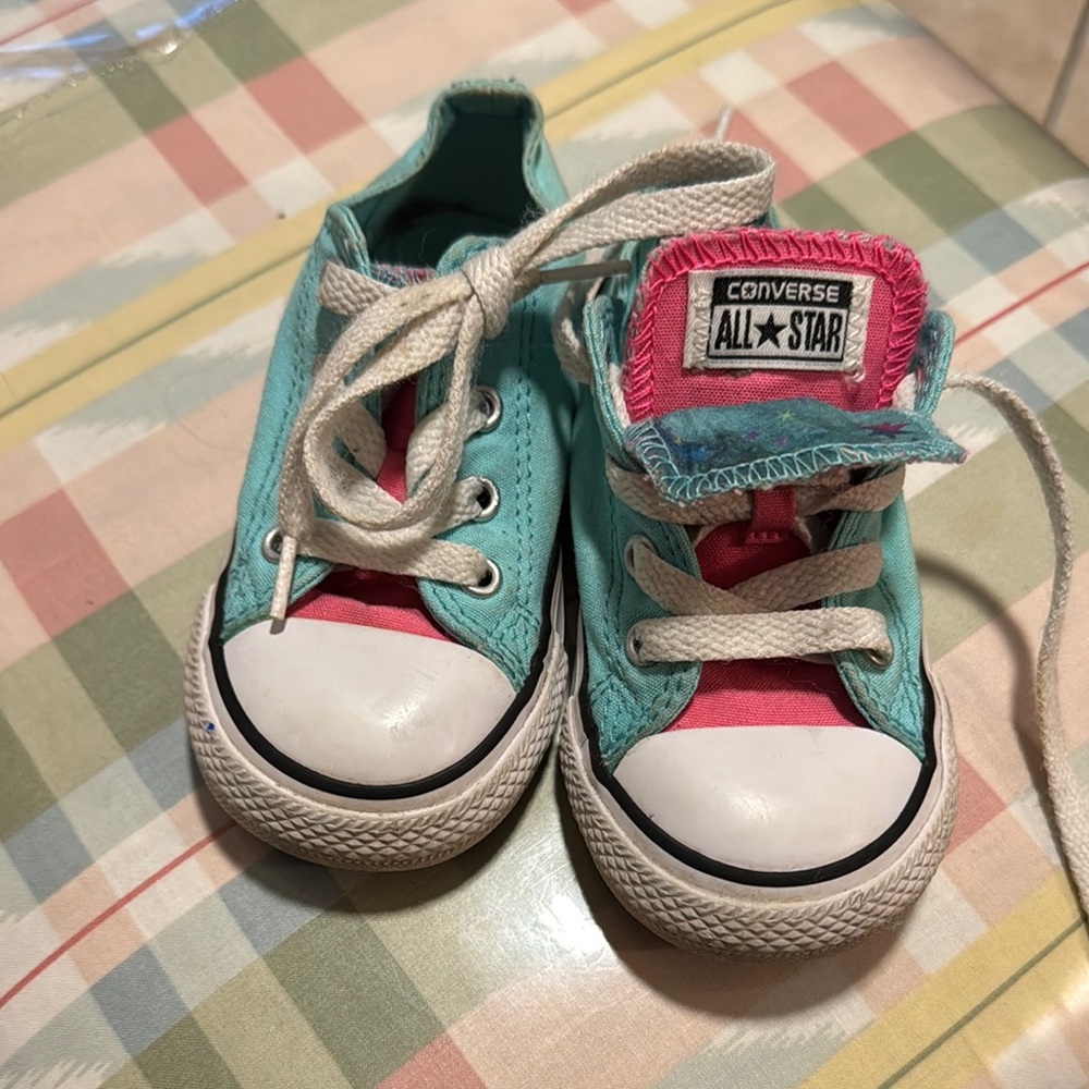 Converse All Star Pink & Blue Double Tongue Canvas Shoes~Toddler Size 7